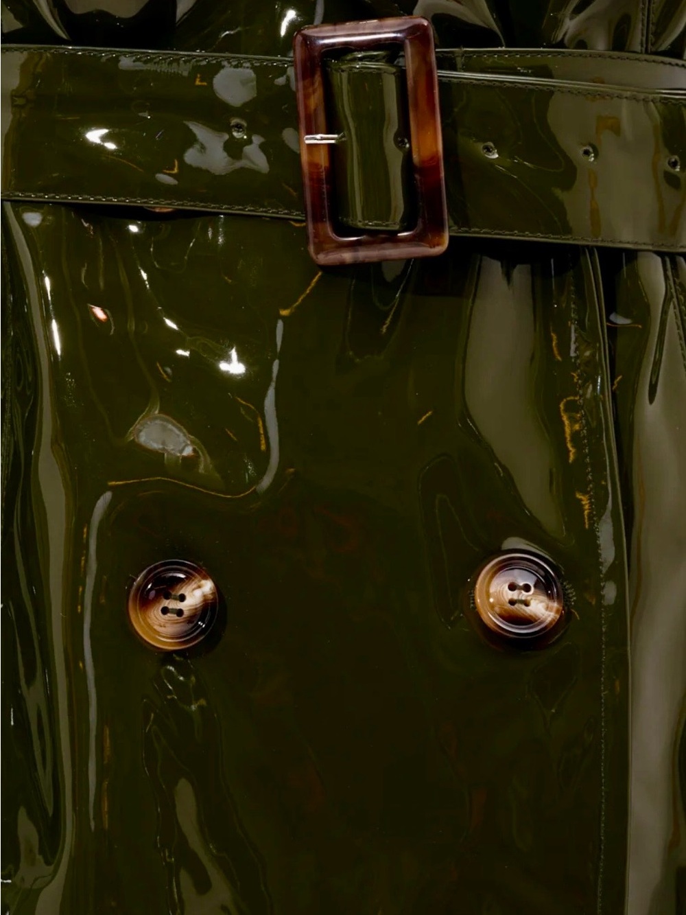 AKIRA MITICA PATENT TRENCH IN OLIVE Size LL - Picture 6 of 6